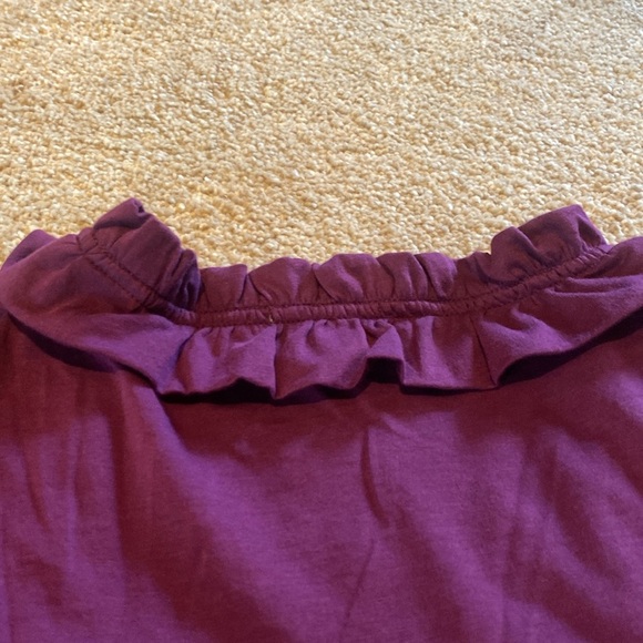 Lilla P Ruffle Scoop Neck L/S Pima Cotton T-Shirt Purple Made in Peru Size LARGE - Picture 10 of 10